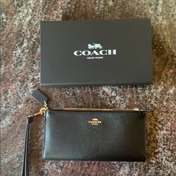 Coach Handbags - BLACK double zipper COACH wallet/wristlet